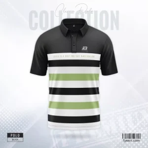 Classic Stripe Polo – Black