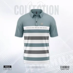 Classic Stripe Polo – Blue Gray
