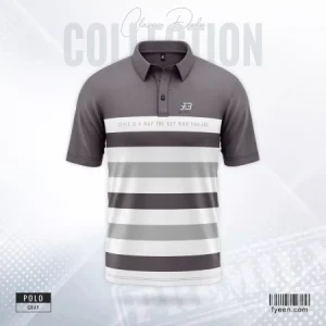 Classic Stripe Polo – Gray