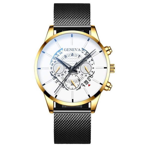 GENEVA Men's Steel Belt Quartz Watch - Fashion Calendar Watch - Image 5