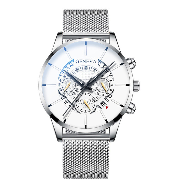 GENEVA Men's Steel Belt Quartz Watch - Fashion Calendar Watch - Image 7