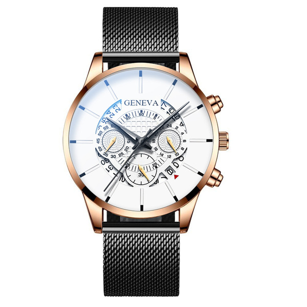GENEVA Men's Steel Belt Quartz Watch - Fashion Calendar Watch - Image 17